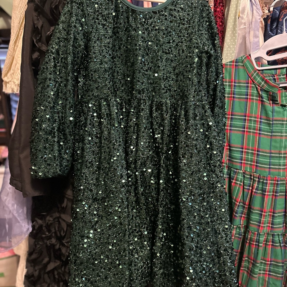 Elegant Green Sequin Kids Formal Dress